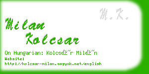 milan kolcsar business card